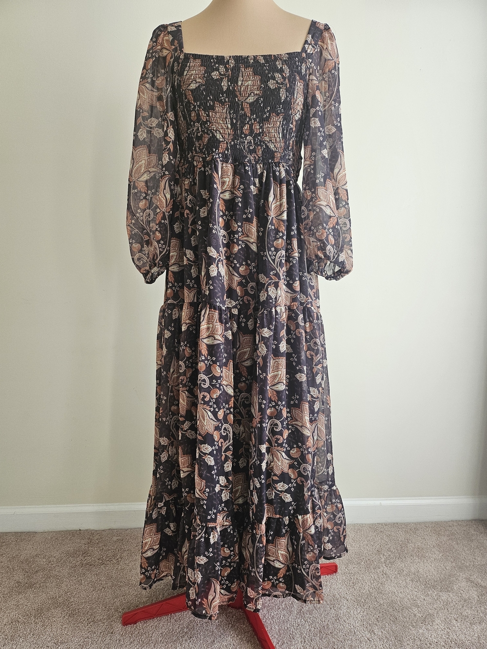 Anthropologie Bohemian Floral Tiered Maxi Dress